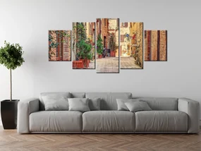 Gario Obraz s hodinami Stará cestička v Toskánsku - 5 dielny Rozmery: 150 x 70 cm