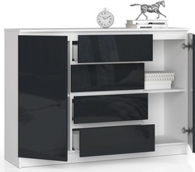 Komoda Rollo Z 140 cm grafit lesk/bílá