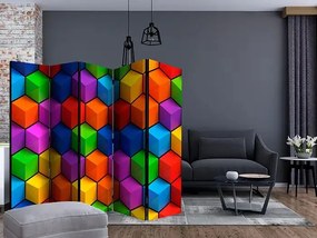 Paraván - Colorful Geometric Boxes II [Room Dividers] Veľkosť: 225x172, Verzia: Akustický