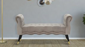 Lavica Paris 120 cm zamat šedá/zlatá