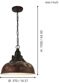 Eglo 49819 - Luster na reťazi GRANTHAM 1 1xE27/60W