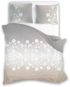 Bavlněné saténové povlečení Piano 003 140x200 cm + 70x90 cm šedo-béžové