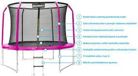Marimex | Trampolína Marimex 305 cm ružová + vnútorná ochranná sieť + rebrík ZADARMO | 19000105