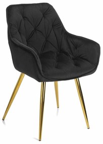 Prešívaná stolička HANE čierna/zlatá