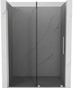 Mexen Velar, posuvné sprchové dvere do otvoru 130 cm, 8mm šedé sklo, brúsená oceľ, 871-130-000-41-97