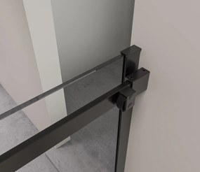 Erga Lynn, sprchový kút s posuvnými dverami 100(dvere) x 100(stena) x 195 cm, 8mm číre sklo, čierny profil, ERG-V02-LYNN-D100G100-CL-BK