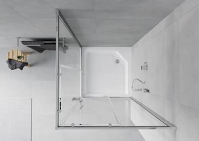 Mexen Rio, štvorcový sprchový kút 90 x 90 cm, 6mm číre sklo, chrómový profil + biela sprchová vanička RIO, 860-090-090-01-00-4510