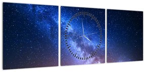 Obraz - Nočné krásy hviezd (s hodinami) (90x30 cm)