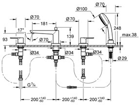 GROHE 2511900A - Vaňová batéria BAULOOP DN 20 lesklý chróm