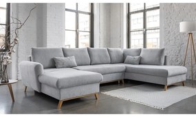 Svetlosivá rozkladacia pohovka do "U" Miuform Scandic Lagom, pravý roh