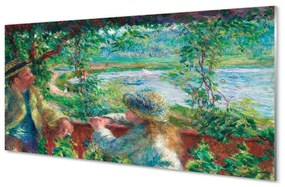 Obraz na skle Art stretnutie pri jazere 125x50 cm