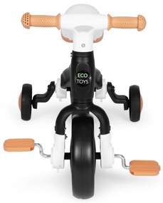 Balančný bicykel s pedálmi + tréningové postranné kolieska 3v1 čierne, ECOTOYS