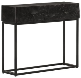 Konzolový stolík, čierny 90x30x76 cm, mangový masív a železo 372008