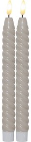 Súprava 2 béžových voskových LED sviečok Star Trading Flamme Swirl Antique, výška 25 cm