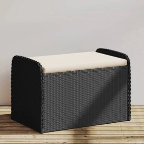Úložná lavička s vankúšom čierna 80x51x52 cm polyratan 365730