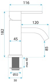 Rea Foster, umývadlová batéria h-180, brúsená oceľ, REA-B6323