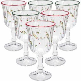Súprava 6 vianočných pohárov na víno Xmas Leaves 240 ml