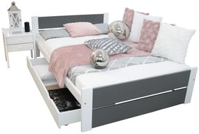 Posteľ HERMA + matrac + rošt ZADARMO - sivá/biela / 140x200 / nie