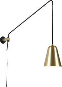 Retro nástenná lampa zlatá/mosadzná s tienidlom - Demi