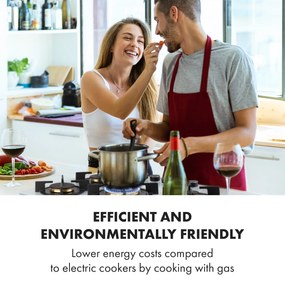 Klarstein Goldflame 5, plynová varná doska, 5 mosadzné horáky, sklokeramika