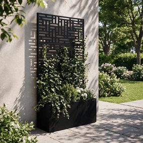 Záhradná kovová pergola s kvetináčom 3v1 čierna, 900x1800x300 mm: ROSE