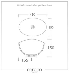 Cerano Giorgio, keramické umývadlo na dosku 410x330x150 mm, biela lesklá, CER-CER-428413