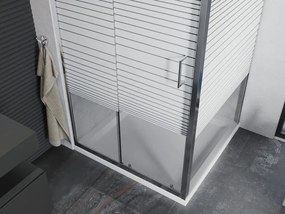 Mexen Apia, sprchový kút s posuvnými dverami 100 (dvere) x 100 (stena) cm, 6mm číre-pásy sklo, chrómový profil + slim sprchová vanička 5cm, 840-100-100-01-20-4010