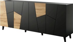 Komoda Etna 200 cm čierna/dub craft