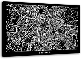 Obraz na plátně Mapa města Brusel - 120x80 cm