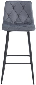 AKCIA Tmavosivá barová stolička NADO VELVET s čiernymi nohami II. akosť