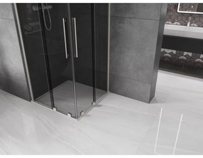 Mexen Velar Duo, sprchový kút s posuvnými dverami 80 x 80 cm, 8mm šedé sklo, brúsená oceľ, 871-080-080-42-97