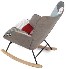 Hojdacie kreslo FABIAN — kov, masív, látka, patchwork