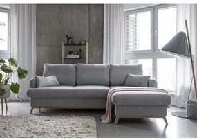 Svetlosivá rozkladacia/s úložným priestorom rohová pohovka (pravý roh/s leňoškou) Scandic Lagom – Miuform