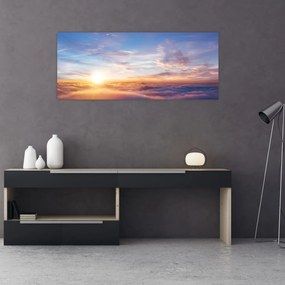 Obraz - Západ slnka nad mrakmi (120x50 cm)
