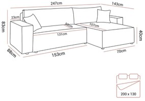 ROHOVÁ SEDAČKA TERRY 247 x 143 cm POSO 06