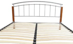 Kondela Manželská posteľ MIRELA, 180x200, drevo prírodné/strieborný kov