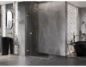 Mexen Lunar-F L, 1-krídlový sprchový kút so skladacími dverami, ľavý, 85 x 70 cm, 8mm číre sklo, zlatý matný profil, 836L-085-070-55-00-L