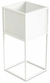 KOVOVÝ KVETINÁČ SO STOJANOM PLAIN 50X24 CM BIELA