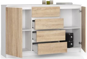 Komoda K160 2D 4SZ CLP biela / sonoma