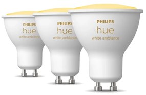 LED žiarovky v súprave 3 ks GU10, 4 W White ambiance – Philips Hue