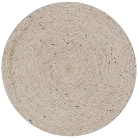 Ručne tkaný vlnený okrúhly koberec vo svetlosivej a slonovinovej farbe ø 200 cm Takashi – Kave Home
