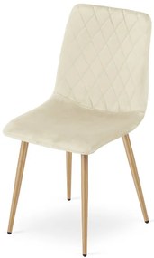 Set troch jedálenských stoličiek TURIN zamatové, svetlobéžové / hnedé nohy (3 ks)