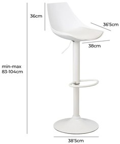 Biele barové stoličky s nastaviteľnou výškou z imitácie kože v súprave 2 ks (výška sedadla 56,5 cm) – Casa Selección