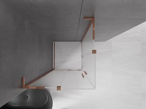 Mexen Velar L Duo, sprchový kút s posuvnými dverami 100 x 100 cm, 8mm sklo námraza, ružové zlato, 871-100-100-02-33-60