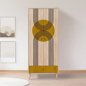 Šatní skříň Grandrop Sun 80 cm hnědá/vícebarevná