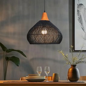 Ratanové závesné svietidlo LF02-M čierne