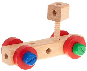 KIK Drevená stavebnica 49 dielov – dielenská stolička, montážna súprava, vzdelávacia hračka 3+