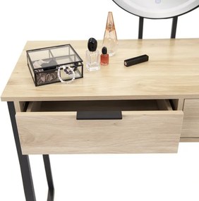 Toaletný stolík BEAUTY so zrkadlom a LED osvetlením naturálny / čierny