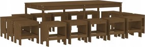 vidaXL 17-dielna sada záhradného nábytku, medovo hnedá, borovicové drevo