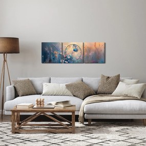 Obraz - Lúka s motýľom (s hodinami) (90x30 cm)